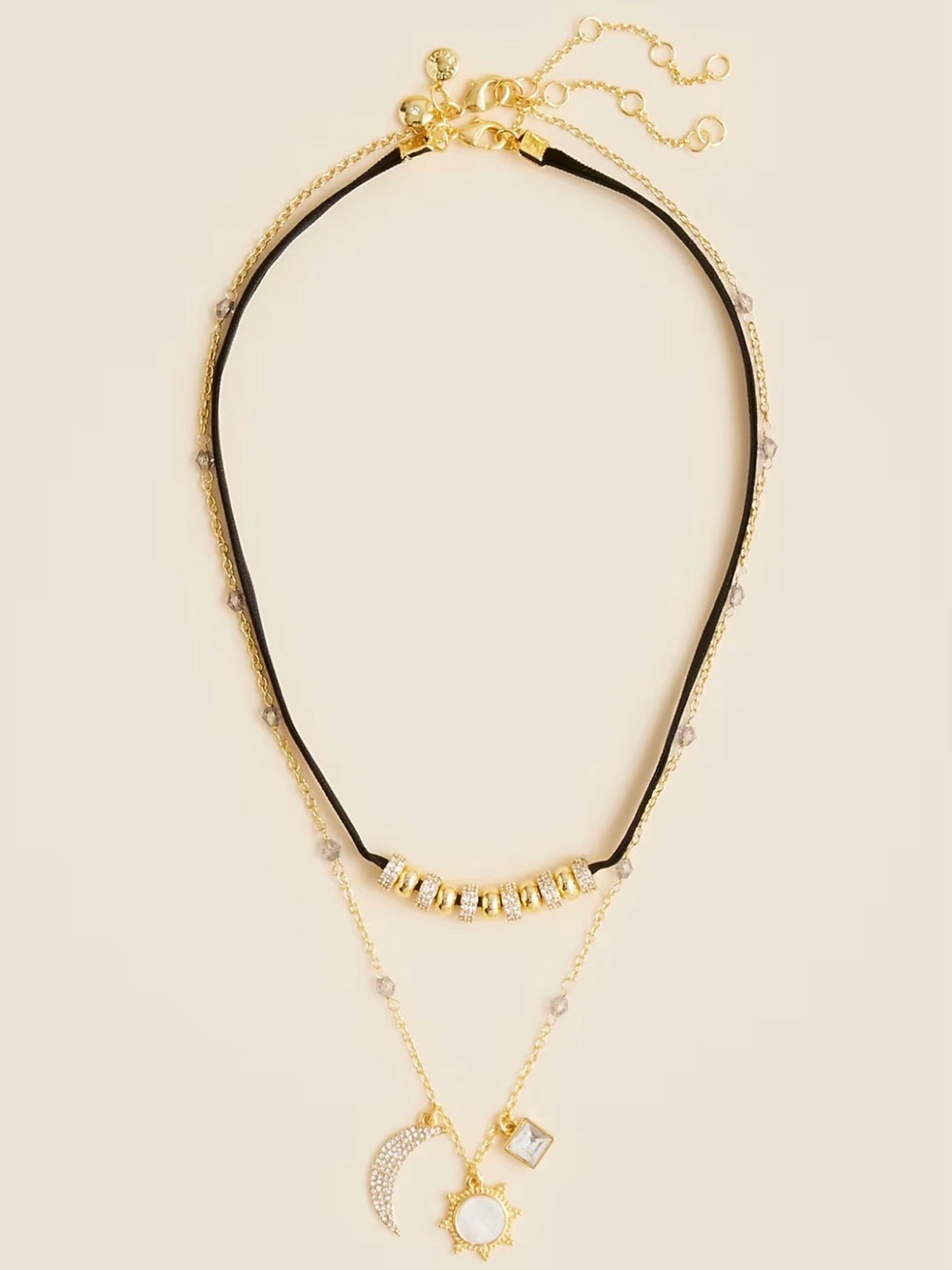 J Crew Celestial charm necklaces‎ set-of-two Layered Sun and Moon Pendant #R19